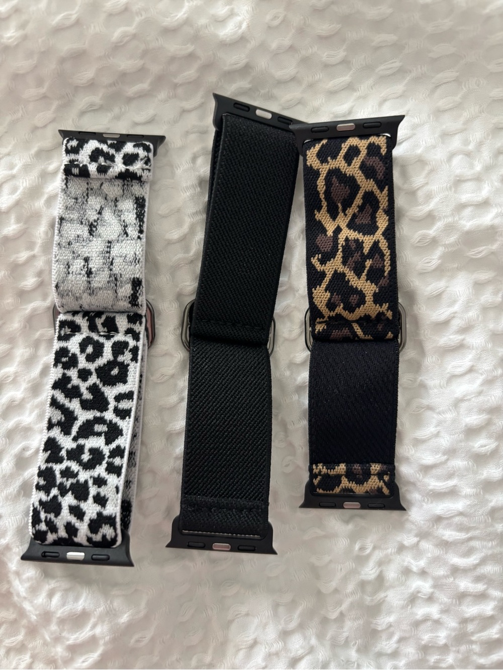 3-Pack Leopard & Solid Elastic Apple Watch Bands - brand new